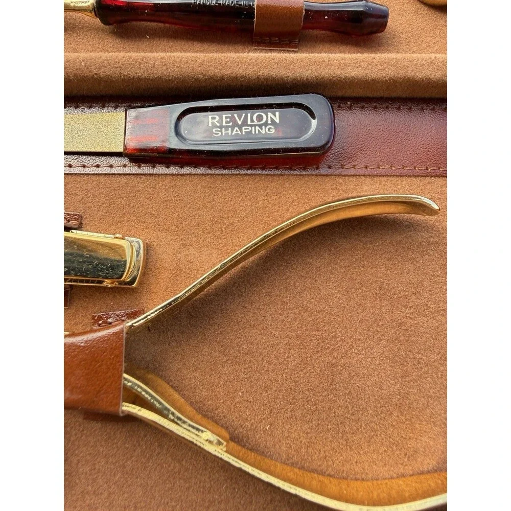 Vintage Revlon 7-Piece ManicureSet in Leather Case, Made in Austria